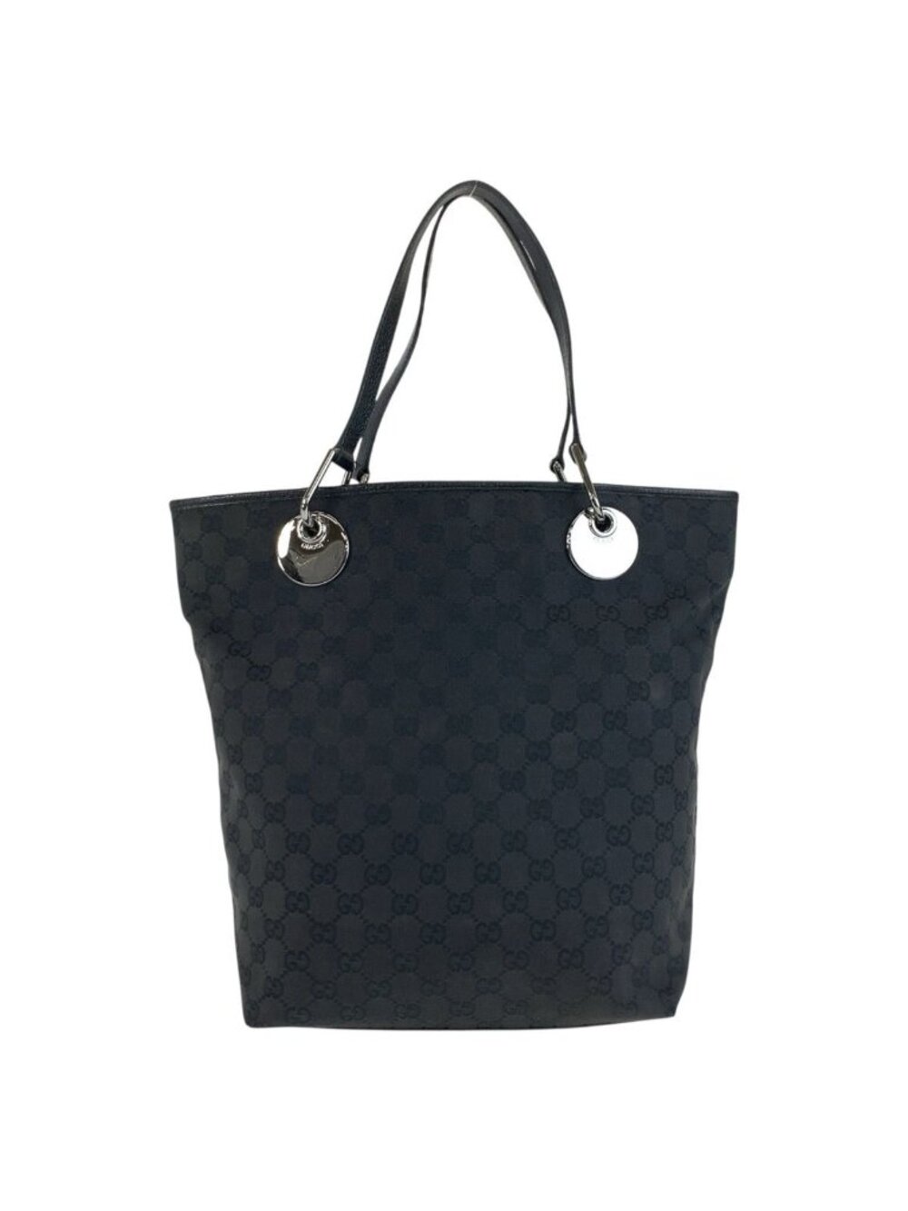 Gucci Black Silver GG Canvas Tote Shoulder Bag - Picture 1 of 9